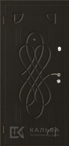 Фото №2 «Железная дверь графит с диагональным рисунком и узором внутри №42»