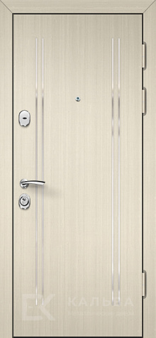 Фото «Входная дверь светлая и орех с вертикальными вставками для квартиры №356»