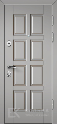 Фото «Входная дверь тёмный венге с меандром внутри серебристые филёнки №306»